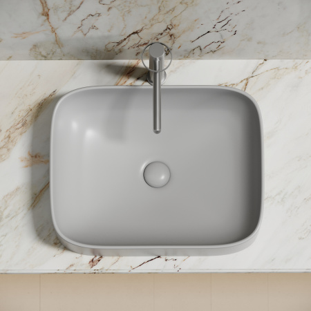 Раковина из сантехнического фарфора Ceramica Nova ELEMENT CN6052MSG 51х38 накладная цвет серый матовый без отверстий под смеситель