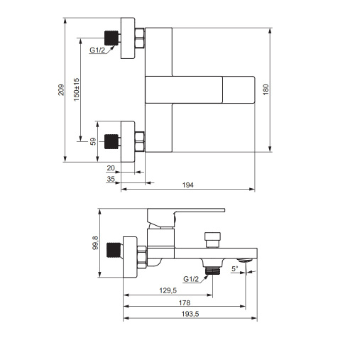 Смеситель для ванны и душа Damixa Gala 531000500 настенный розовое золото без термостата - фото 5