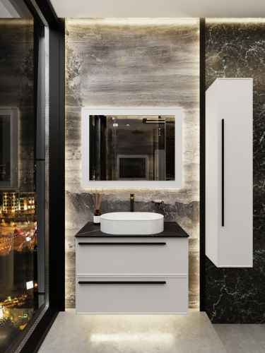 Тумба со столешницей La Fenice ELBA TWIN NFNC-01-ELB-B-90-2-3-GB 90х62х49 подвесная цвет белый - фото 4