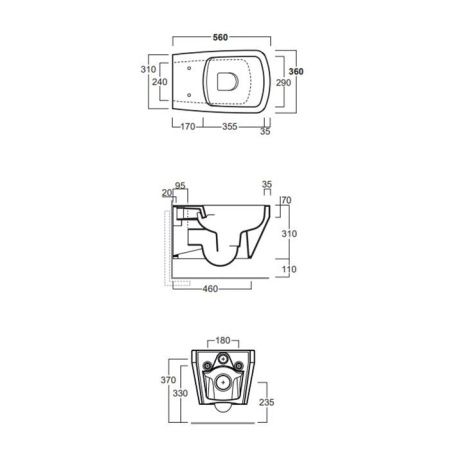 Чаша унитаза подвесная Simas Baden Baden BB18nero matt цвет черный без сиденья безободковая каскадный смыв