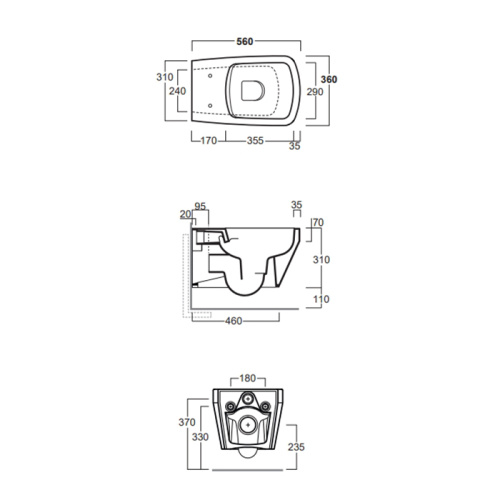 Чаша унитаза подвесная Simas Baden Baden BB18nero matt цвет черный матовый без сиденья безободковая каскадный смыв - фото 2