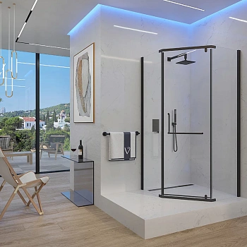 Душевой уголок Veconi Rovigo RV36B-80-01-C5 80х80 стекло прозрачное профиль черный без поддона