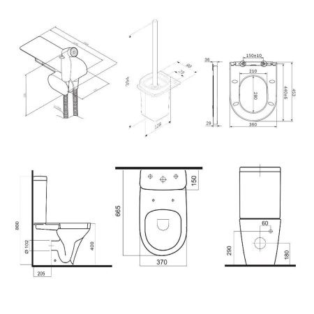 Унитаз напольный с бачком Am.Pm Inspire V2.0 CK50C1704W белый с сиденьем микролифт душевой смыв