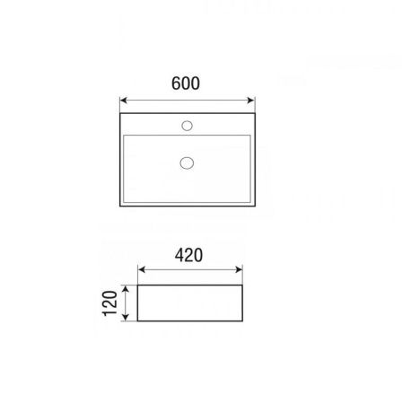 Раковина из сантехнического фаянса Grossman GR-3036 60х40 накладная цвет белый 1 отверстие под смеситель