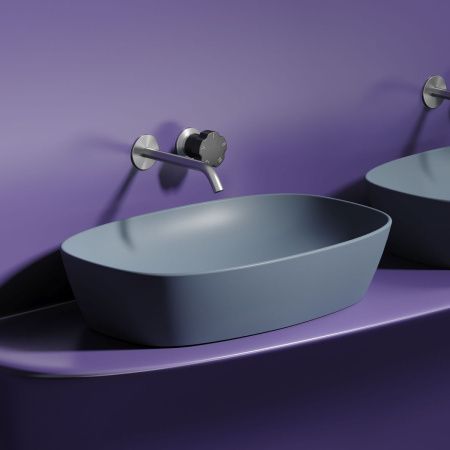 Раковина из сантехнического фарфора Ceramica Nova ELEMENT CN6049MHL 60х40 накладная цвет голубой без отверстий под смеситель