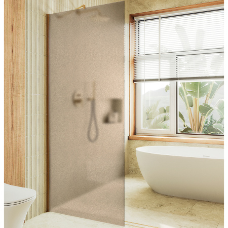 Душевая перегородка Maybah Glass MGD-692-3ш 89х195 стекло тонированное профиль золото глянцевое