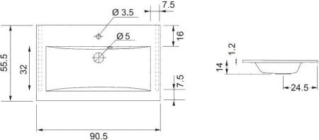 Раковина из искусственного камня Aquanet Мадонна НФ-00007502 90х60 полувстраиваемая цвет белый 1 отверстие под смеситель
