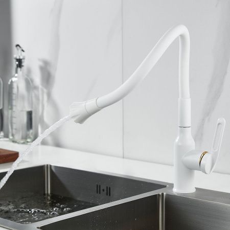 Смеситель для кухни Raffine F303C-1 на мойку белый