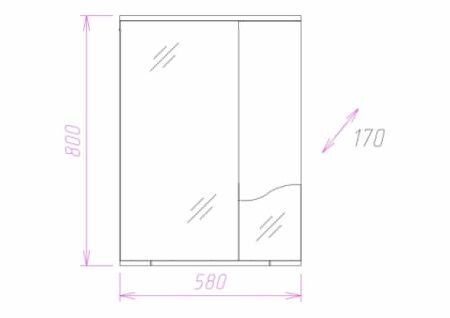 Зеркало-шкаф Onika Лайн 205820 60х80 подвесной цвет белый