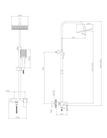 Душевая стойка Rush Thira TR3635-50Black настенная цвет черный