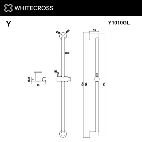 Душевая штанга Whitecross Y brushed gold Y1010GLB золото брашированное - фото 3