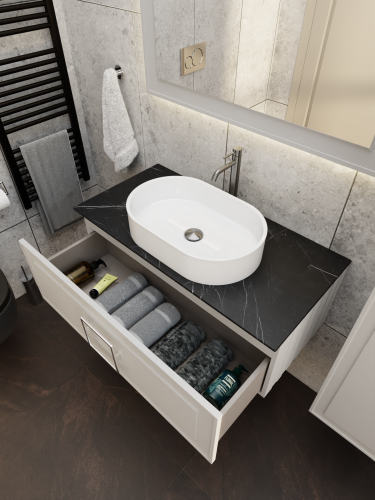 Тумба со столешницей La Fenice CUBO NFNC-01-CUB-C-100-3-GB 100х36х49 подвесная цвет бежевый - фото 5