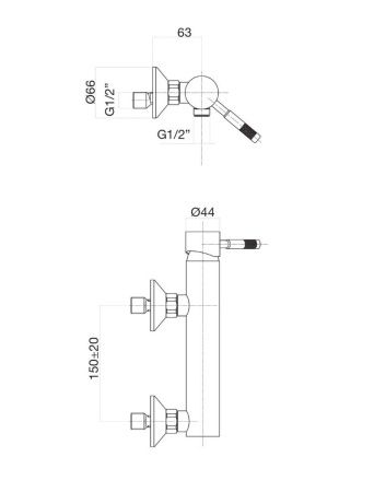 Смеситель для ванны и душа Fiore 44NN5170 настенный черный