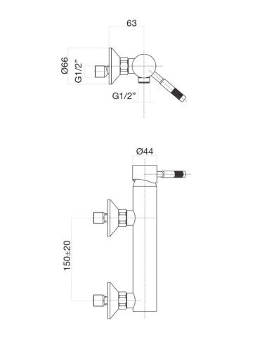 Смеситель для ванны и душа Fiore 44NN5170 настенный черный - фото 3
