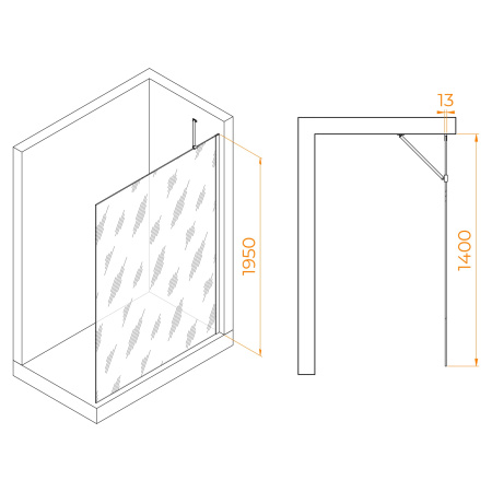 Душевая перегородка RGW Walk In 351011014-31 140х195 стекло тонированное профиль хром глянцевый