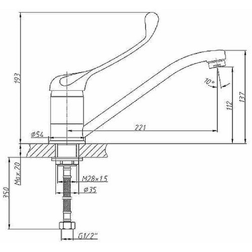 Смеситель для кухни Haiba HB54 HB4954 на мойку хром - фото 2
