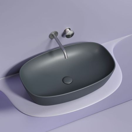 Раковина из сантехнического фарфора Ceramica Nova ELEMENT CN6049MDH 60х40 накладная цвет черный без отверстий под смеситель