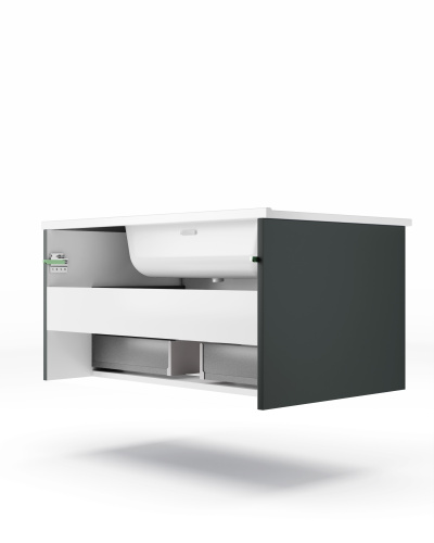 Тумба под раковину La Fenice Terra FNC-01-TER-G-60 59х45х35 подвесная цвет серый матовый - фото 5