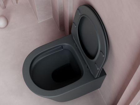 Унитаз подвесной Ceramica Nova BALEARICA CN6000MDH темно-серый с сиденьем микролифт безободковый душевой смыв