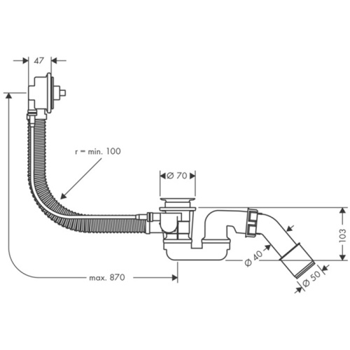 Слив-перелив для ванны Hansgrohe Flexaplus S 58141180 белый - фото 2