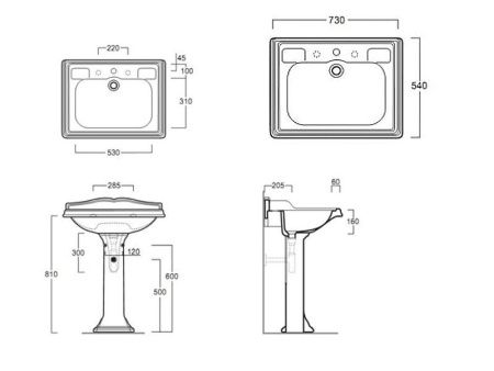 Раковина из сантехнического фаянса Simas AR 834 bia 1 hole 70х50 подвесная цвет белый