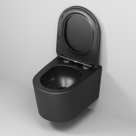 Унитаз подвесной Grossman Торнадо GR-4499BMSQ черный матовый с сиденьем микролифт безободковый смыв торнадо