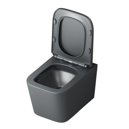 Унитаз подвесной Grossman Торнадо GR-4404GMSQ серый с сиденьем микролифт безободковый смыв торнадо