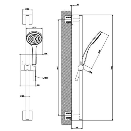 Душевой гарнитур Gessi Emporio shower 47314#031 настенный хром