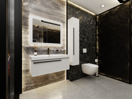 Тумба с раковиной La Fenice ELBA NFNC-01-ELB-B-80-3-80 80х50 подвесная цвет белый