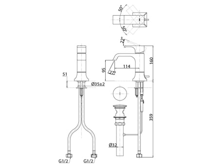 Смеситель TOTO TLG08301R на раковину хром без термостата