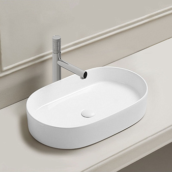 Раковина из сантехнического фарфора Vincea VBS-50760 38х60 накладная цвет белый без отверстий под смеситель