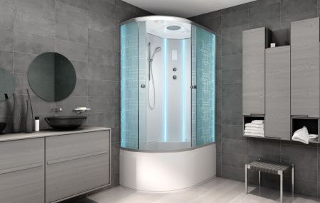 Душевая кабина AvaCan EM5012RLED 120х90 асимметричная с крышей ориентация правая