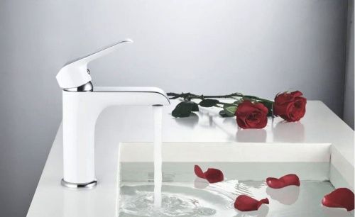 Смеситель Rose R2101F на раковину белый/хром - фото 4