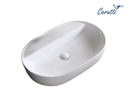 Раковина из сантехнического фарфора Cerutti SPA CR0076 50х40 накладная цвет белый 1 отверстие под смеситель