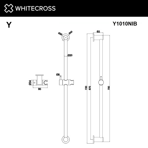 Душевая штанга Whitecross Y brushed nickel Y1010NIB никель брашированный - фото 3