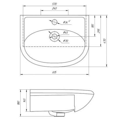 Раковина из сантехнического фарфора Rosa Уют 440 60х50 накладная цвет белый
