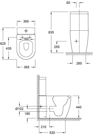 Чаша унитаза напольная Jacob Delafon Soprano UJAK102-0 цвет белый без бачка без сиденья безободковая каскадный смыв