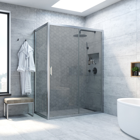 Душевой уголок Vegas-Glass ZP+ZPV TUR+NOVO ZP+ZPV NOVO h2000 145*100 07 07 145х100 стекло тонированное профиль хром матовый без поддона