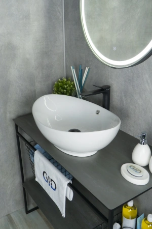 Раковина керамическая Gid Lago 51108 60х40 накладная цвет белый без отверстий под смеситель