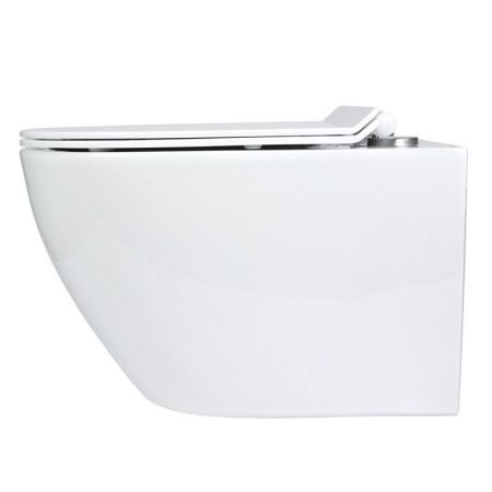 Унитаз подвесной Bond Oval F01-10Long белый с сиденьем микролифт безободковый душевой смыв