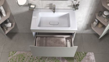 Тумба под раковину Velvex Alba 369 тирамису 80х40 подвесная цвет серый