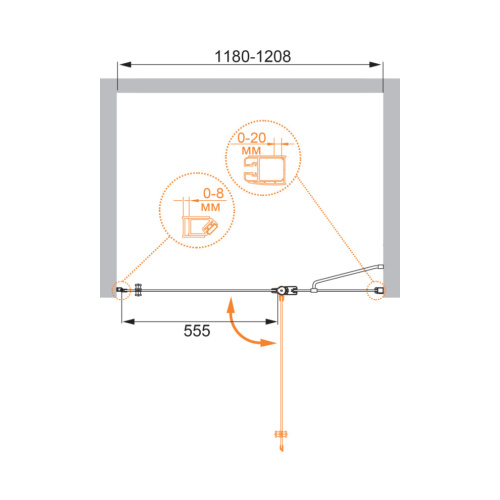 Душевая дверь Cezares ELENA ELENA-W-B-12-120-P-Cr-R 120х195 стекло рифленое профиль хром глянцевый - фото 5