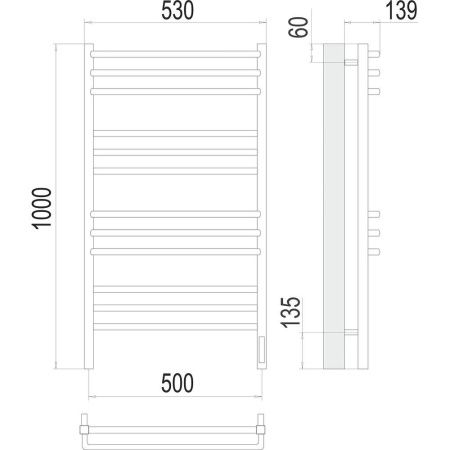 Полотенцесушитель электрический Terminus 4670078527196 55х100 хром