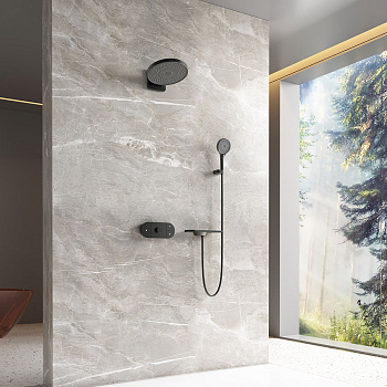 Душевая система Vincea VSFW-2F12TMB встраиваемая в стену с термостатом