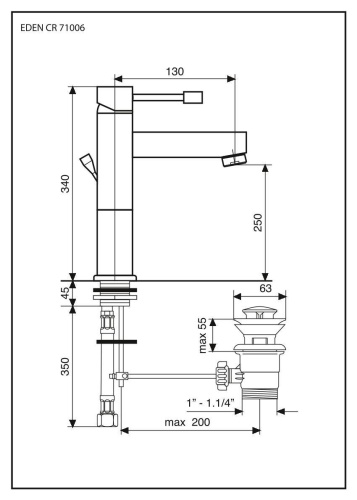 Смесители Emmevi Eden 71006/CR на столешницу хром - фото 2