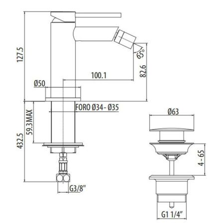 Смеситель Gattoni CIRCLE TWO 9150/91C0 на биде хром
