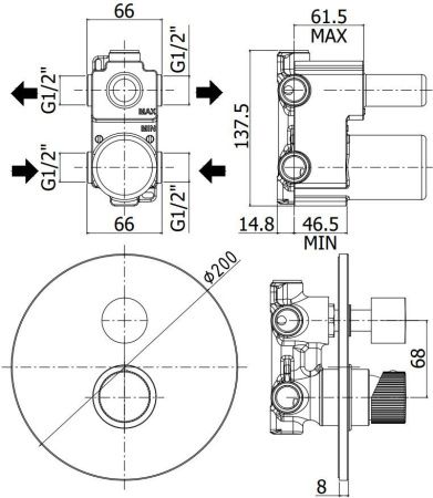 Смеситель для душа Paffoni Jo JO018NO встраиваемый в стену черный