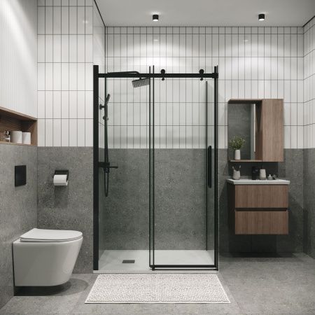 Душевая перегородка Grossman Classic 200.K33.04.70.21.00 70х195 стекло прозрачное профиль черный