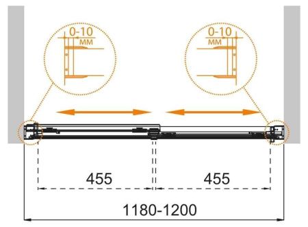 Душевая дверь Cezares TANDEM-SOFT TANDEM-SOFT-BF-2-120-C-Cr-IV 120х190 стекло прозрачное профиль хром