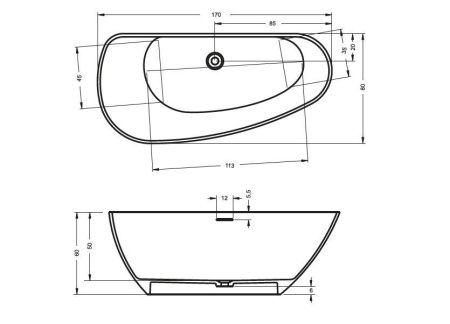 Ванна из искусственного камня Riho GRANADA B121001105 170х80 отдельностоящая овальная
